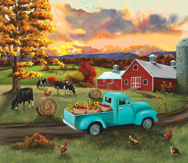 Fall Sunset at the Barn 550 piece puzzle